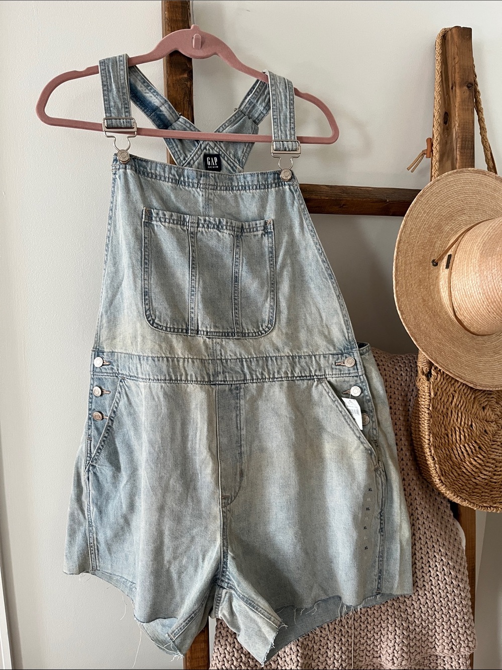 GAP Light Blue Denim Jean Short Overalls